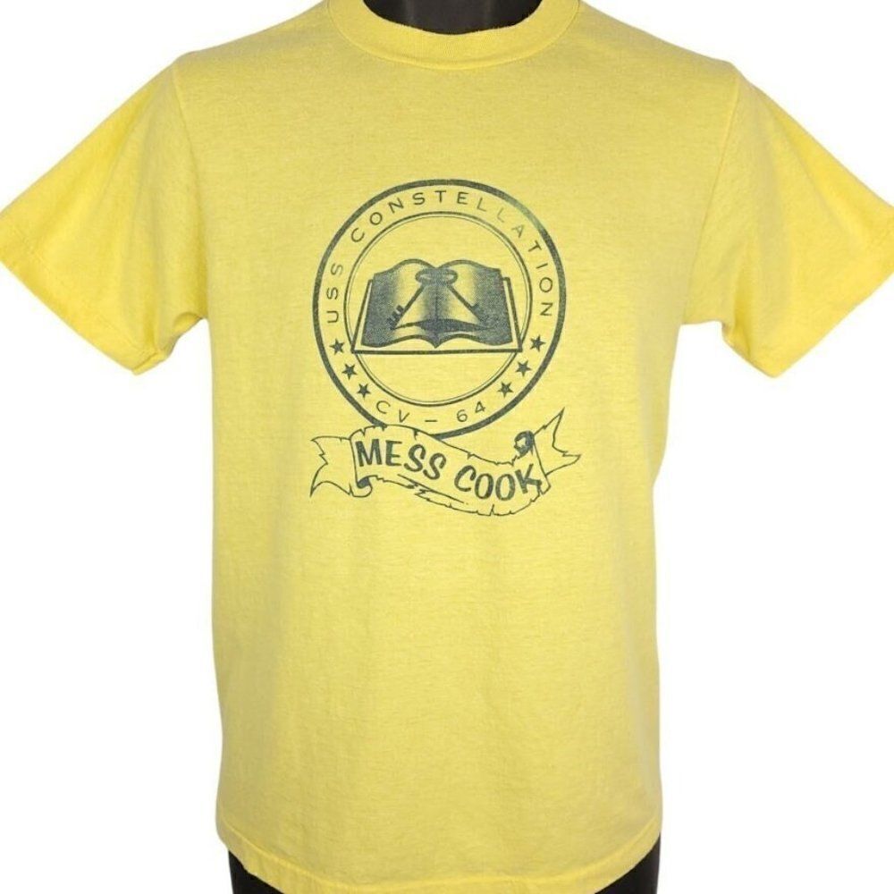 USS Constellation CV-64 T Shirt Vintage 80s United States Navy Mess Cook